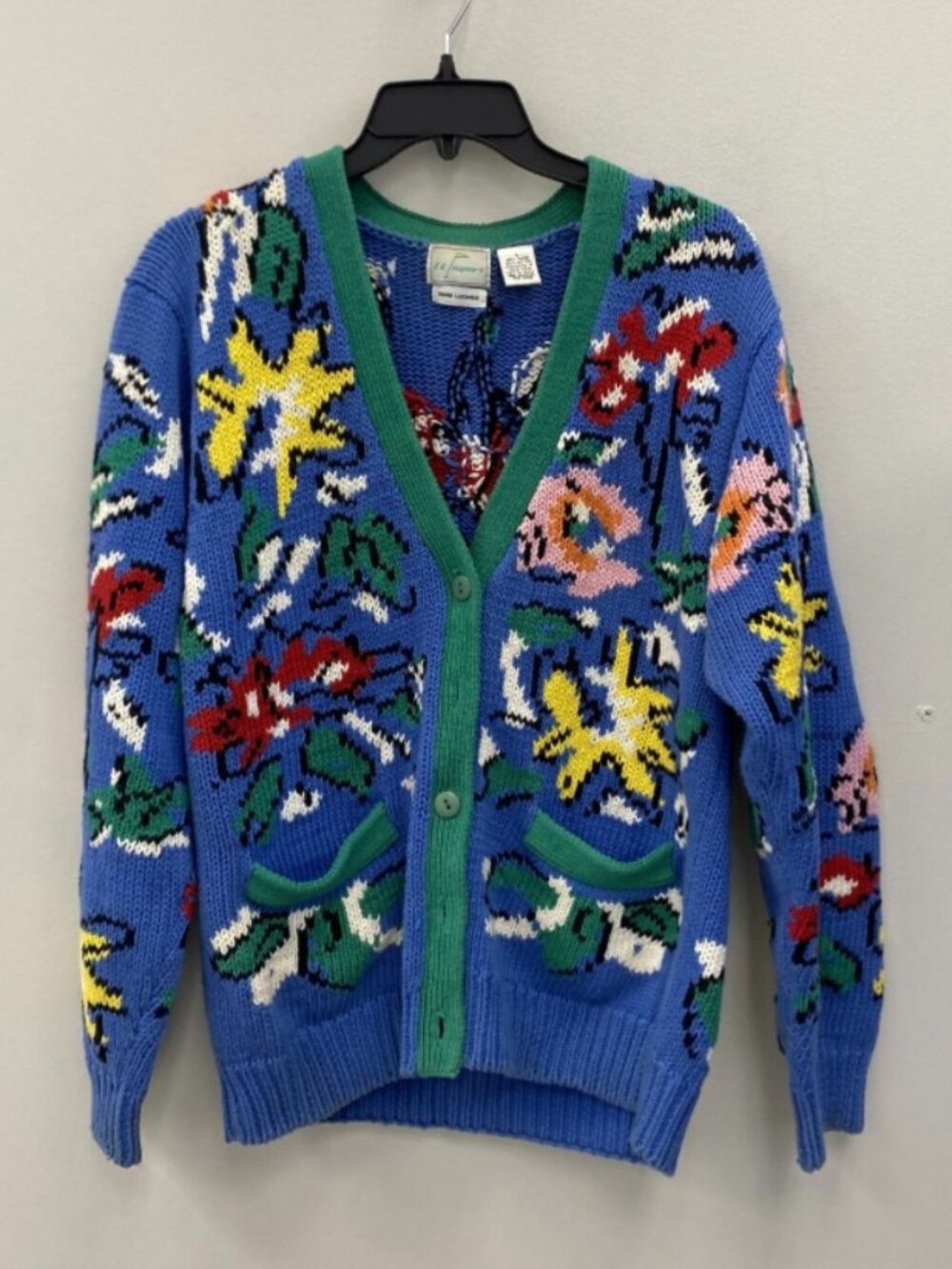 LL Sport Multicolor Floral Hand-Loomed Cardigan Sweater